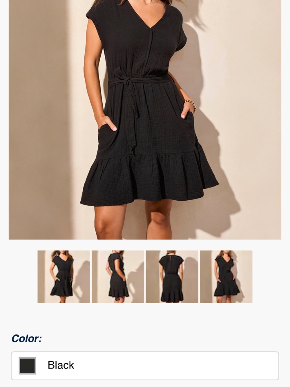 Black Gauze Tiered Waist-Tie Dress Tribal